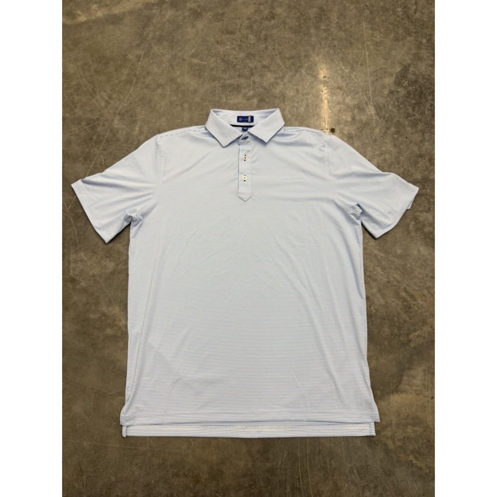 Stitch Polo Shirt Mens Large Blue Striped Golf Performance Lightweight